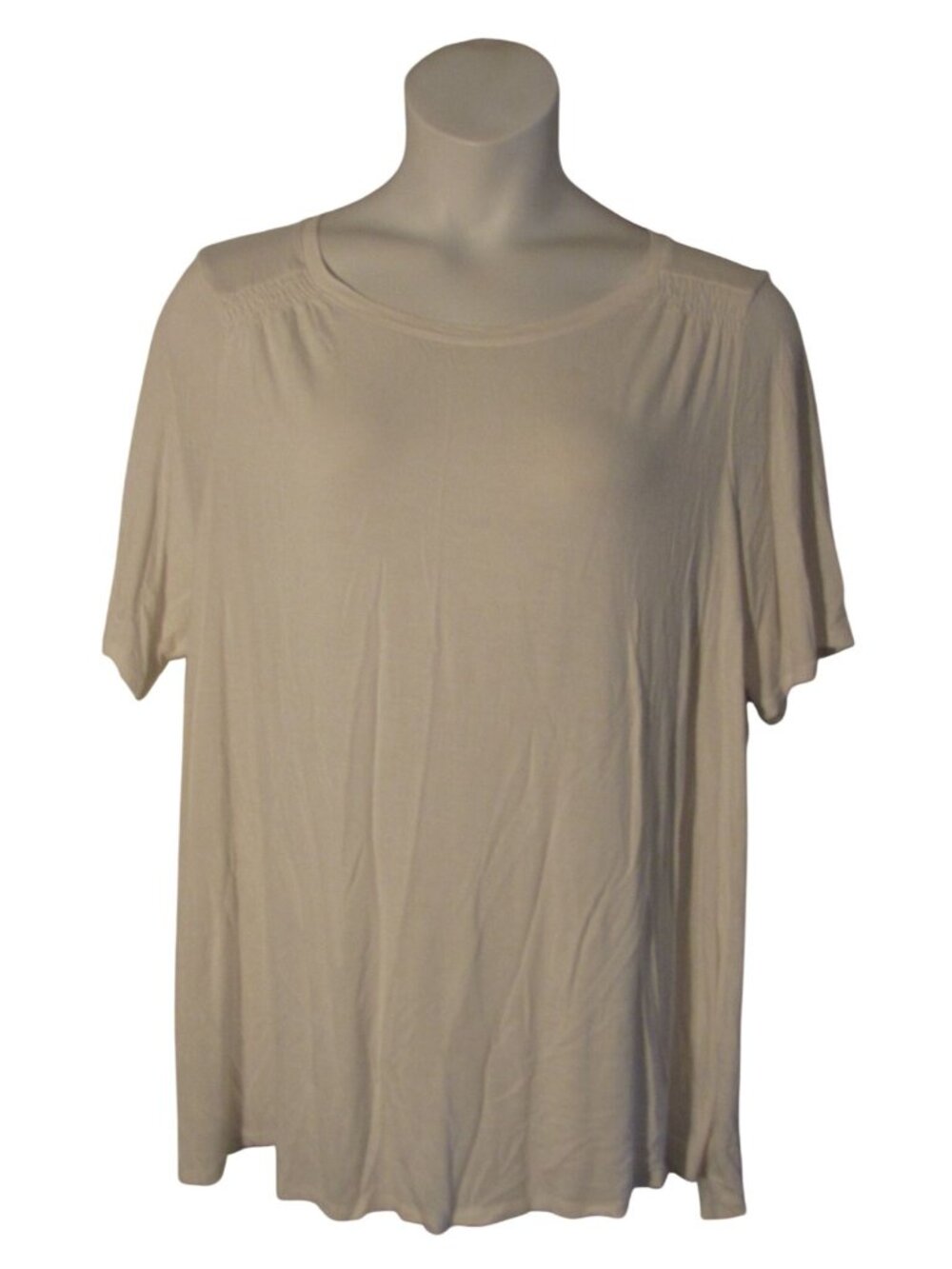 Lane Bryant 22/24 3X White Ruched Shoulders Swing Tee Knit Shirt Top